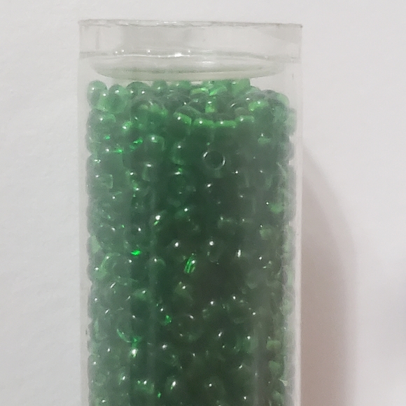5/$15 Seed Bead Czech Glass Transparent Green Tube - Picture 3 of 4